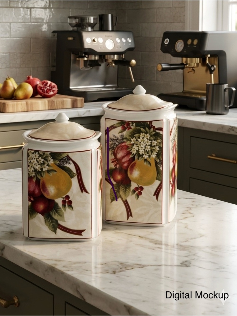222 Fifth Yuletide Celebration Canister Set. 2 pc